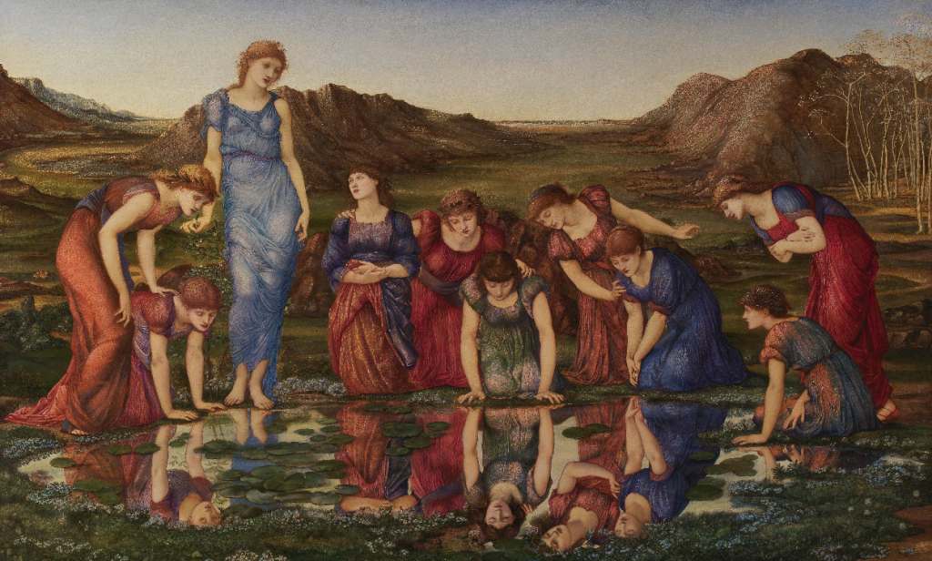 Sir Edward Burne-Jones, ‘The Mirror of Venus’, 1877. Oil on canvas. Founder’s Collection
