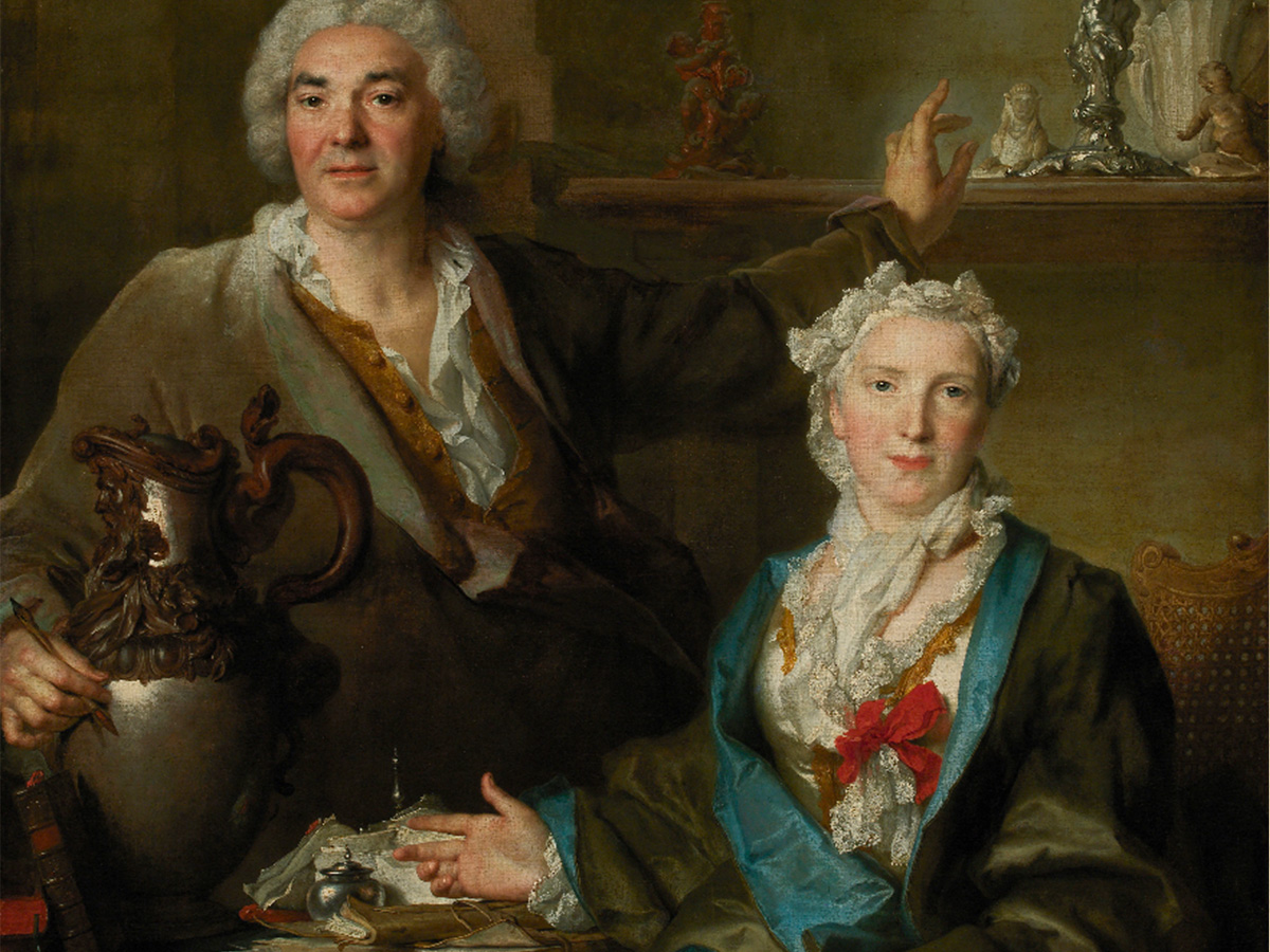 François-Thomas Germain belonged to a famous family of French silversmiths. Behind his Centrepiece, on display in the gold and silverware gallery of the Calouste Gulbenkian Museum, you can find a portrait of Thomas Germain and Anne-Denise Gauchelet, the parents of François-Thomas Germain. Nicolas de Largillière, ‘Portrait of Thomas Germain and His Wife’. France, 1736. Oil on canvas. Calouste Gulbenkian Museum