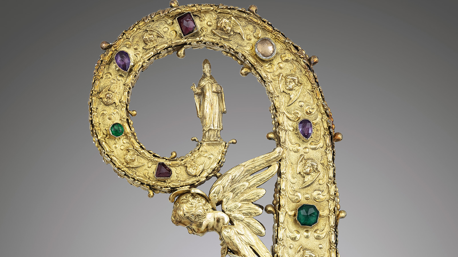 Crozier [detail]. Nicolas Dolin (active in 1648-1684). Paris, France, 1654-1655. Silver gilt and gemstones. Custody of the Holy Land, Jerusalem