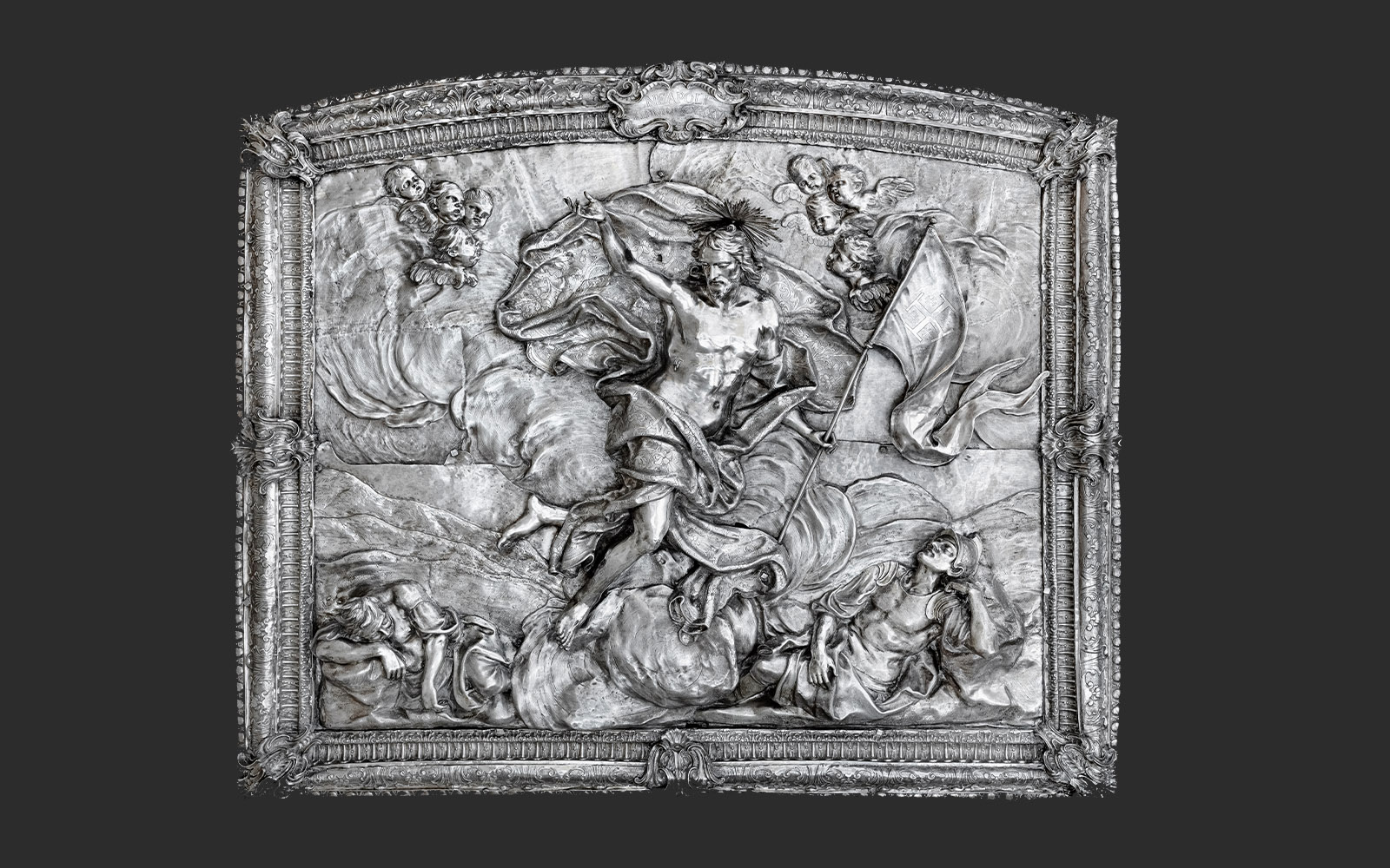 Relief ‘Resurrection of Jesus’. Naples, 1736. Silver. Terra Sancta Museum, Jerusalem, inv. CTS-OA-00007. Photo: © Guillaume Benoit/ CTS