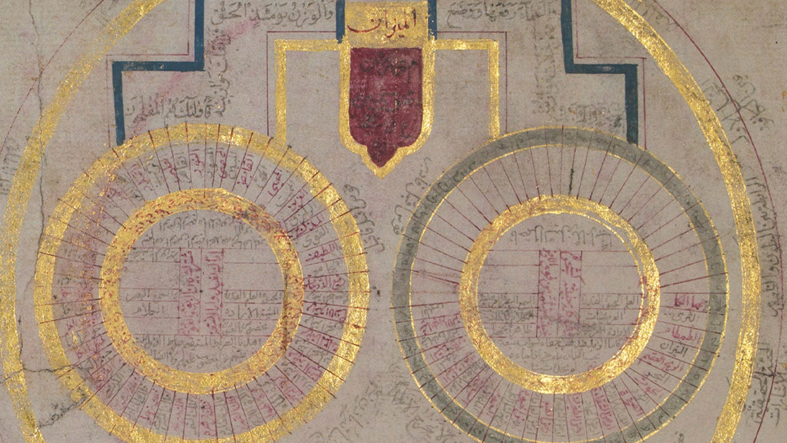 ‘The Emperor’s Gift: Circles of the Sciences and Tables of the Figures’. (Tuḥfat al-Khāqān:Dawāʾir al-ʿulūm wa-jadāwil al-ruqūm), fol. 6v (detail). Calouste Gulbenkian Museum