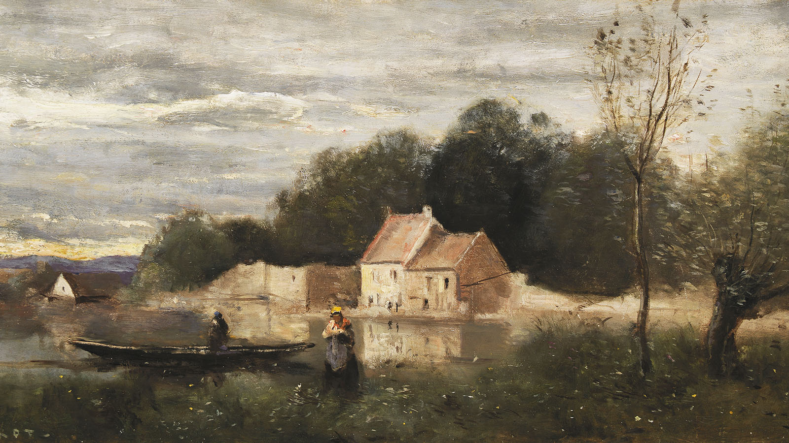 Jean-Baptiste Camille Corot, ‘River Flood’. France, c. 1845-55. Oil on wood. Calouste Gulbenkian Museum