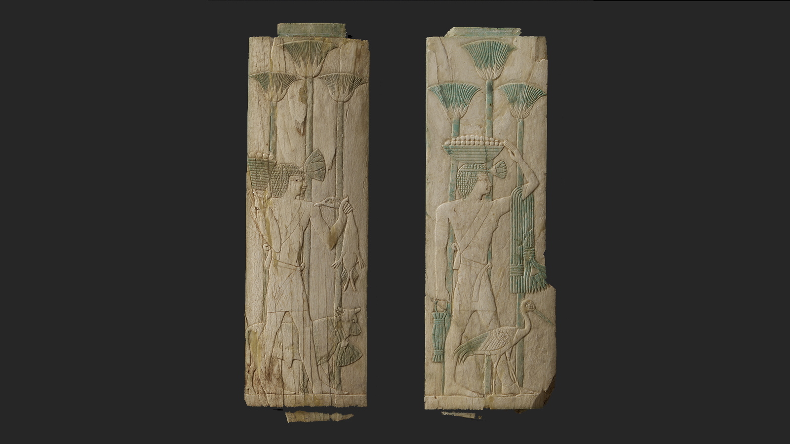 Panels from a casket. Egypt, Late Period, Twenty-sixth Dynasty (664–525 BCE). Ivory. Calouste Gulbenkian Museum, inv. 164A-B