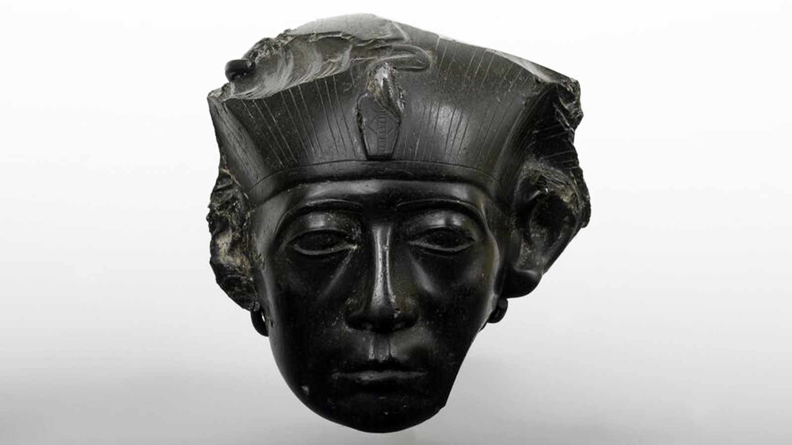 Head of the pharaoh Senwosret III. Egypt, Middle Kingdom, 12th dynasty, c. 1990-1783 BCE. Obsidian. Calouste Gulbenkian Museum