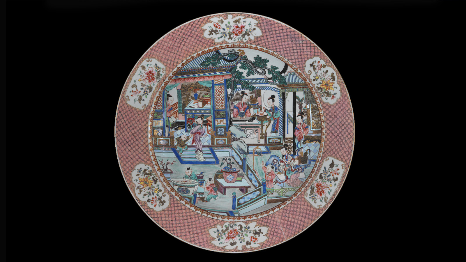 Dish. China, Qing dynasty, Qianlong period (1736-1795), c. 1740. Porcelain with ‘Famille Rose’ enamels. Calouste Gulbenkian Museum