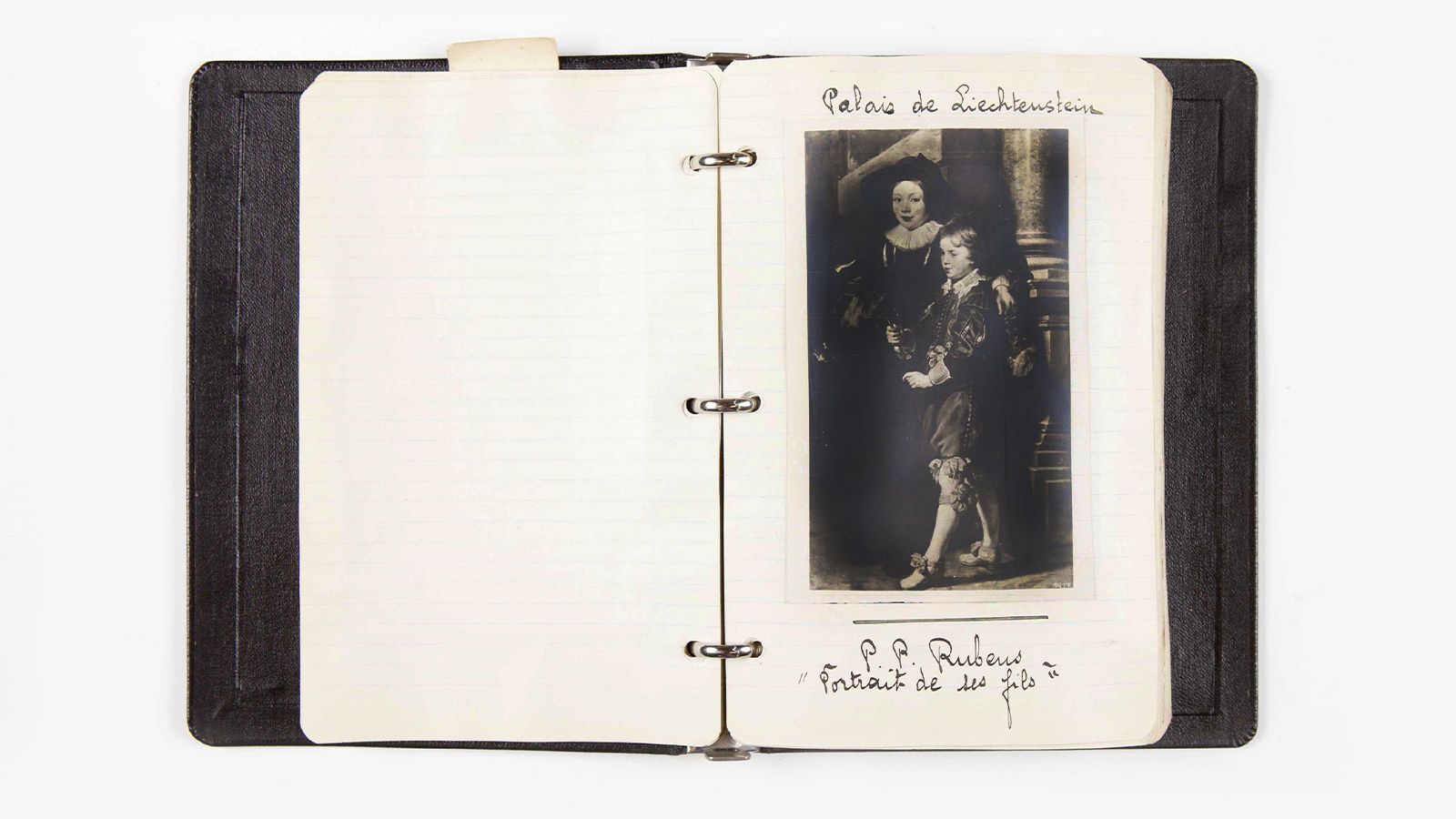 Page from Calouste Gulbenkian's travel diary with the ‘Portrait of Albert and Nicholas Rubens’ by Peter Paul Rubens. Calouste Gulbenkian's travel diary, 1933. Gulbenkian Archives.