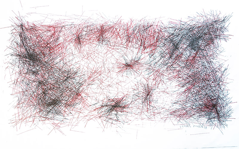 Brain I. Tinta permanente sobre tela, 208 x 355 cm, 2019. Leonel Moura